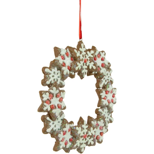 Northlight Gingerbread>4.5" Gingerbread Snowflake Wreath Christmas Ornament