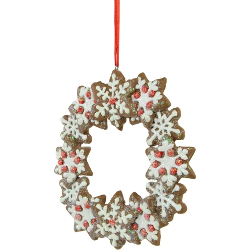 Northlight Gingerbread>4.5" Gingerbread Snowflake Wreath Christmas Ornament