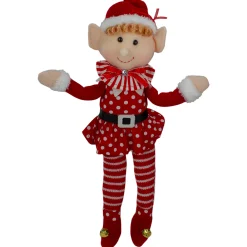 Kurt Adler Fantasy & Sci Fi>15" Girl Elf In Polka Dot Dress Christmas Ornament