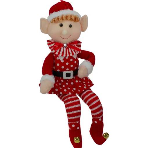 Kurt Adler Fantasy & Sci Fi>15" Girl Elf In Polka Dot Dress Christmas Ornament