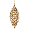 Allstate Finials>9" Glamour Time Gold Glitter And Pearl Christmas Tear Drop Ornament