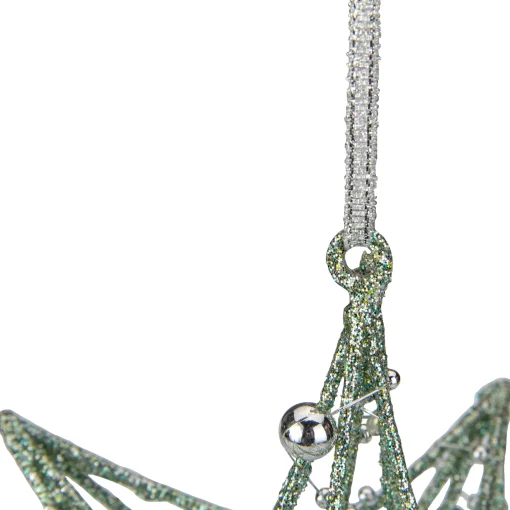 Northlight Stars>5" Glitter Green Iron Wire Starburst With Beads Christmas Ornament