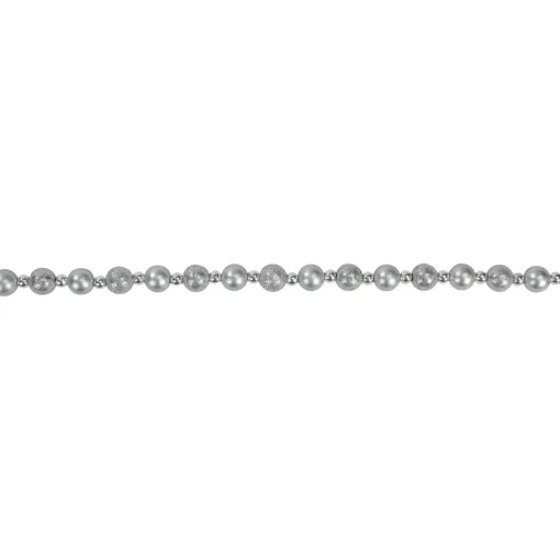 Beaded Garland*Kurt Adler 9' Glittered And Flat Silver Beaded Christmas Garland - Unlit