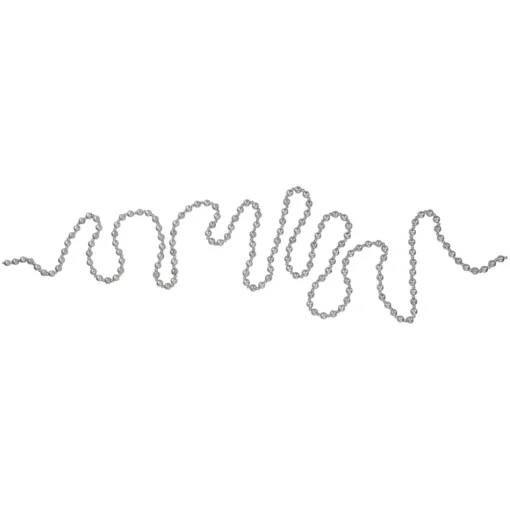 Beaded Garland*Kurt Adler 9' Glittered And Flat Silver Beaded Christmas Garland - Unlit
