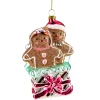 Northlight Gingerbread>4.5" Glittered Gingerbread Couple In Gift Box Glass Christmas Ornament