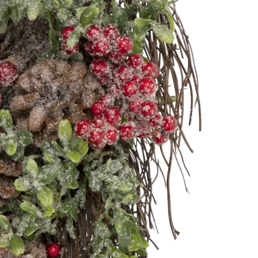 Unlit Teardrops*Northlight 28" Glittered Pine Cone And Berry Artificial Teardrop Christmas Swag - Unlit