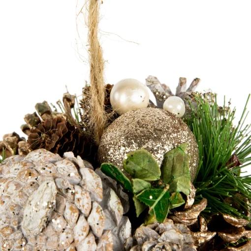 Northlight Pine Cones>5.5" Glittered Pine Needle And Pinecone Hanging Christmas Ball Ornament