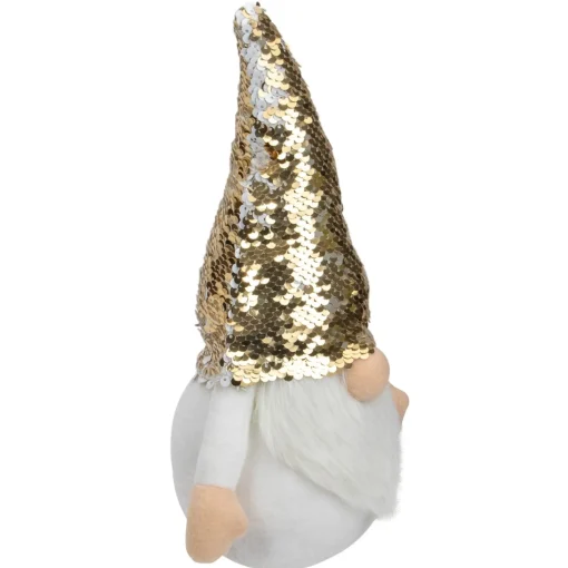 Gnomes*Northlight 12" Gnome With Gold And White Flip Sequin Hat Christmas Decoration