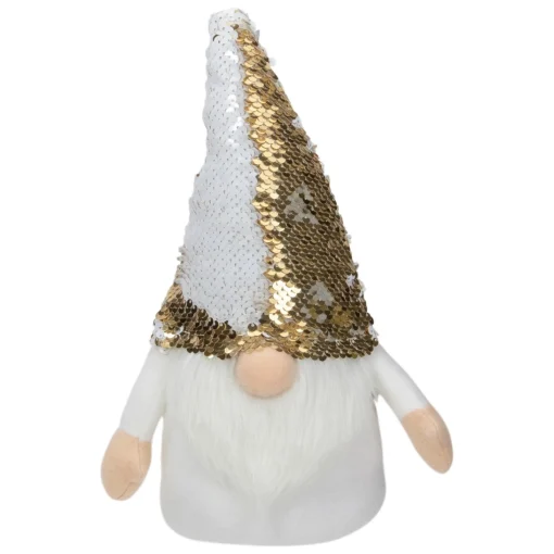 Gnomes*Northlight 12" Gnome With Gold And White Flip Sequin Hat Christmas Decoration