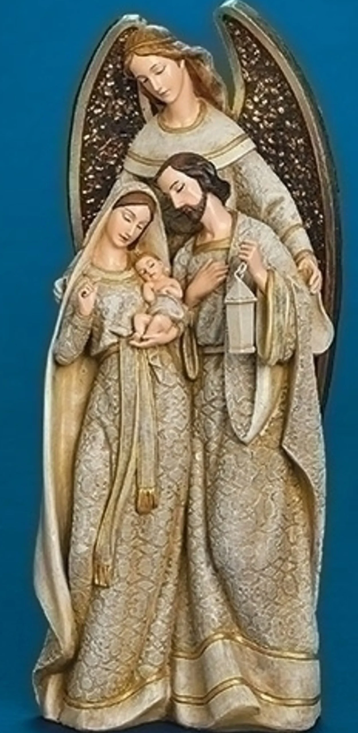 Nativities*Roman 12.5" Gold And Brown Angel With Wings Holy Family Religious Nativity Tabletop Figurine