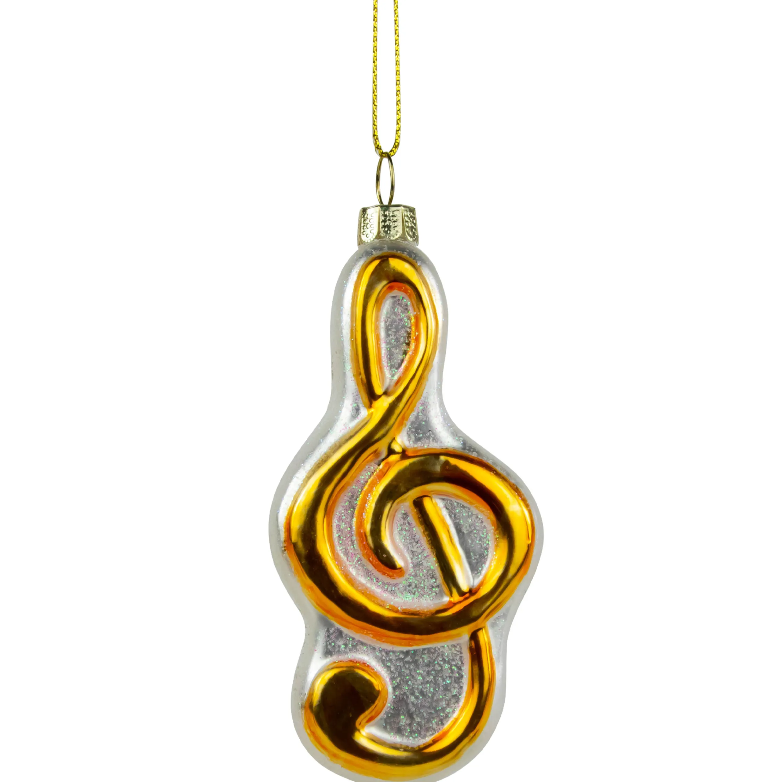 Northlight Entertainment>4" Gold And Glittered White Treble Clef Music Note Christmas Ornament