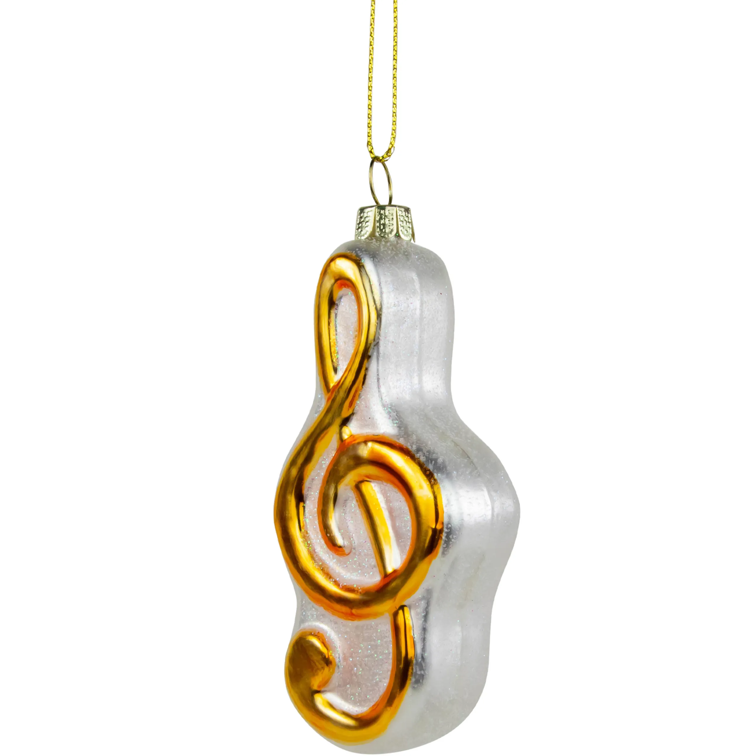 Northlight Entertainment>4" Gold And Glittered White Treble Clef Music Note Christmas Ornament