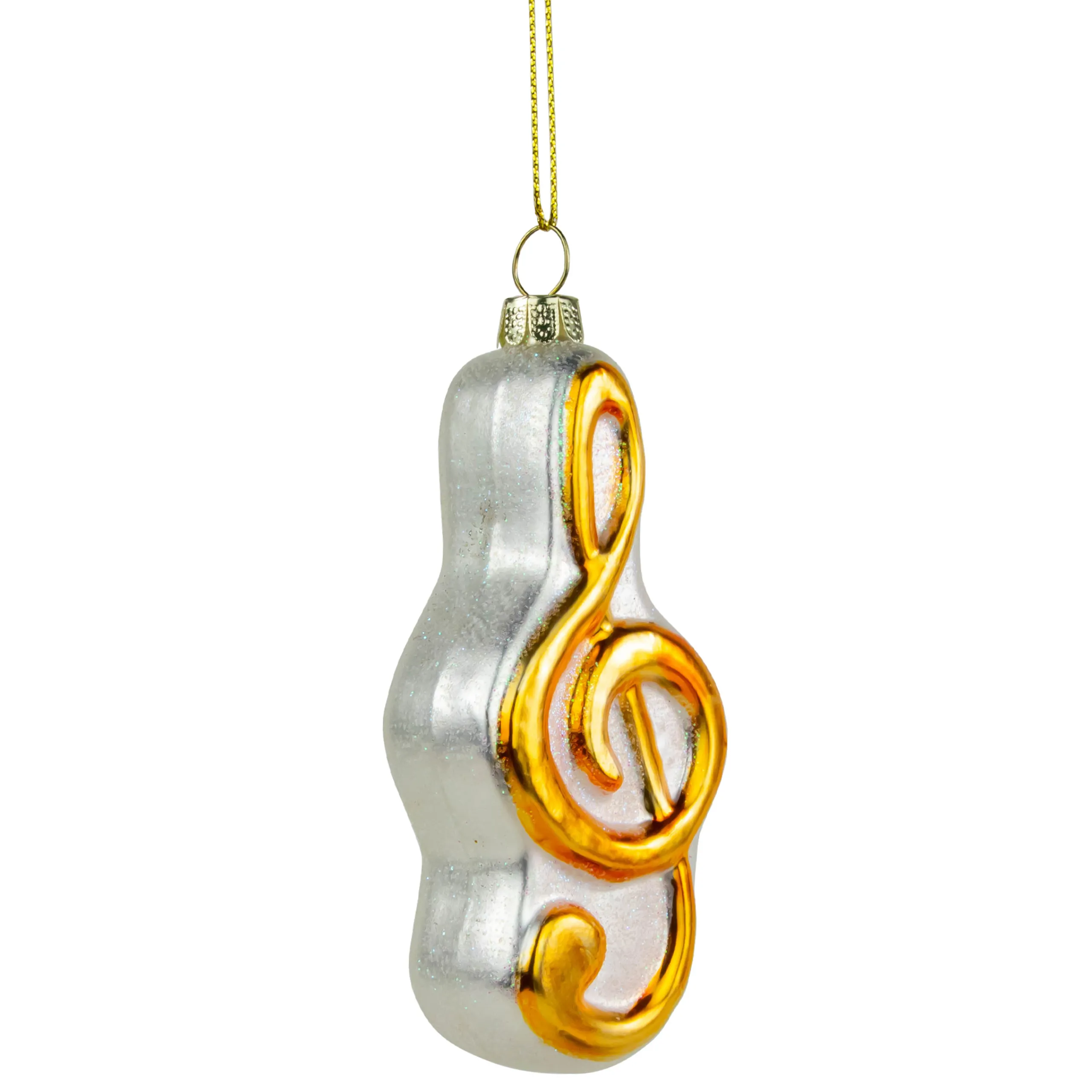 Northlight Entertainment>4" Gold And Glittered White Treble Clef Music Note Christmas Ornament