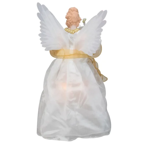 Angel Tree Toppers*Kurt Adler 14.5" Gold And Ivory Pre-Lit Angel Christmas Tree Topper - Clear Lights