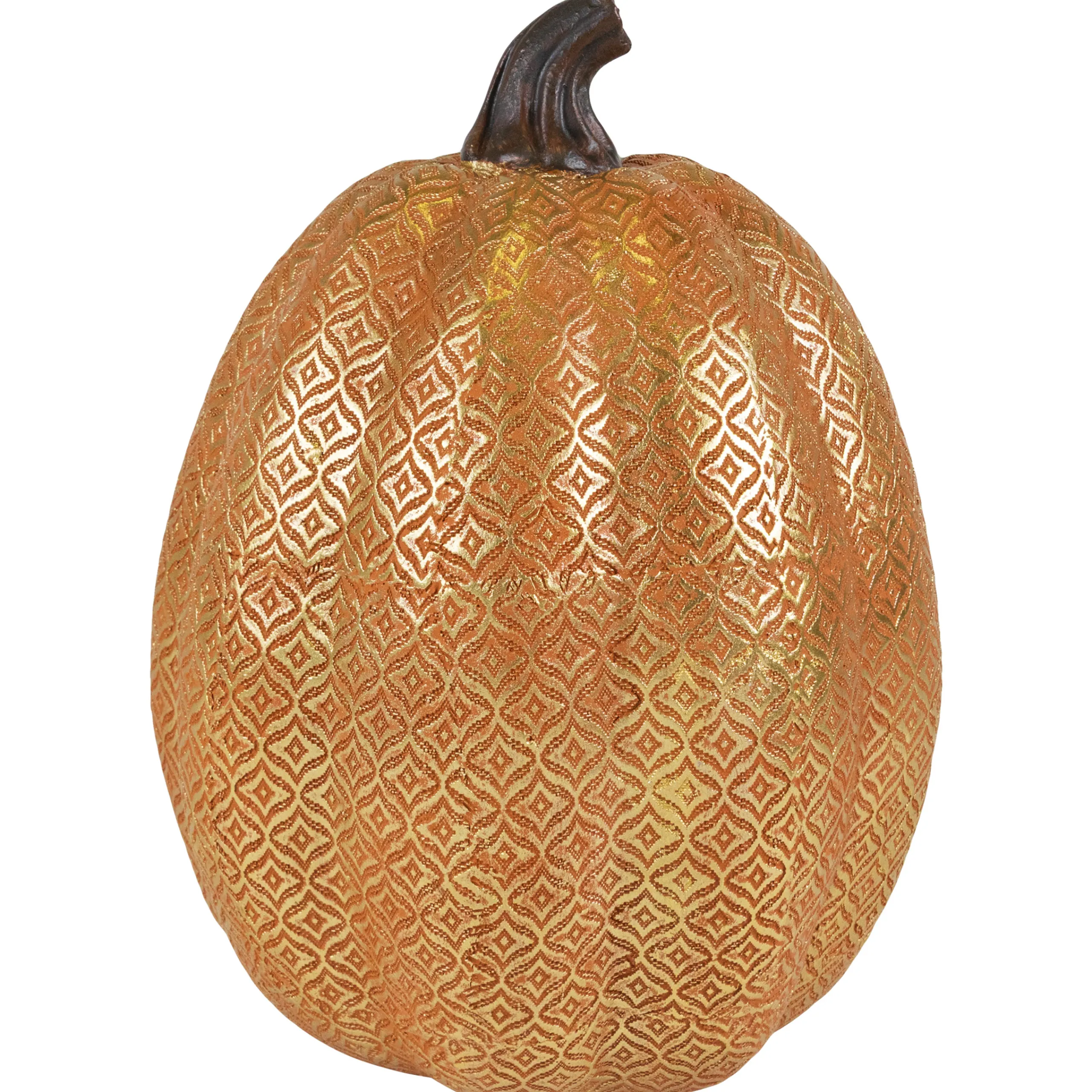 Northlight 9.75" Gold And Orange Greek Key Textured Autumn Pumpkin Tabletop Decoration
