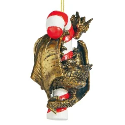 Outdoor Living and Style Fantasy & Sci Fi>4" Gold And Red Dragon With A Sweet Tooth Ornament