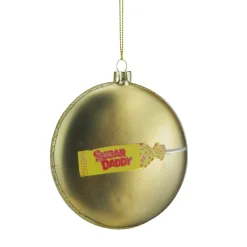 Northlight Licensed>4" Gold And Red "Sugar Daddy" Milk Caramel Lollipop Christmas Disc Ornament