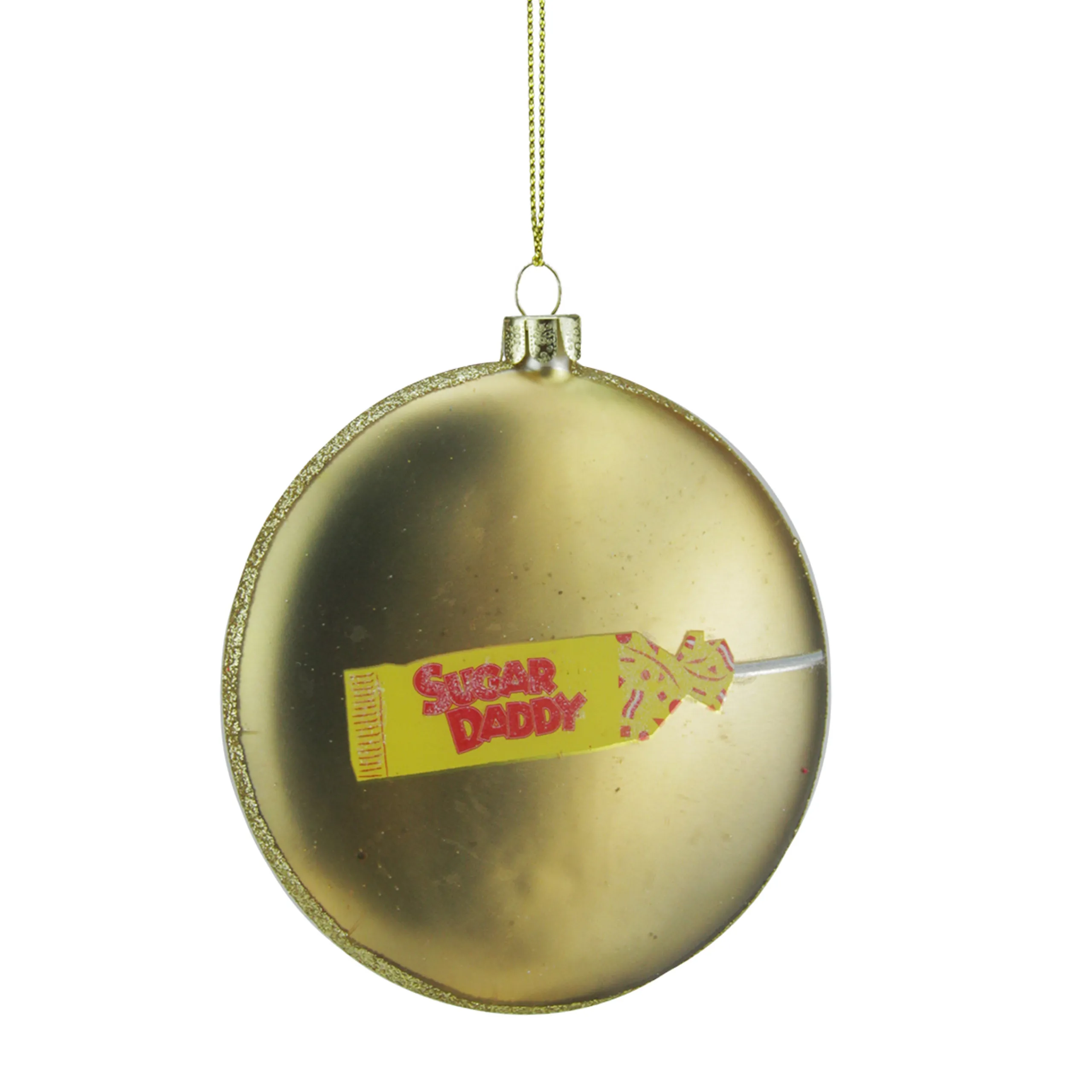 Northlight Licensed>4" Gold And Red "Sugar Daddy" Milk Caramel Lollipop Christmas Disc Ornament