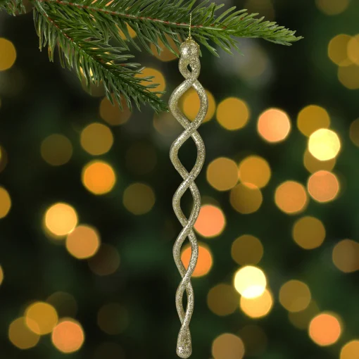 Kurt Adler Icicles>8.7" Gold And Silver Spiral Icicle Christmas Ornament