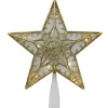 Star Tree Toppers*Northlight 9" Gold And White Glittered Star Led Christmas Tree Topper - Warm White Lights