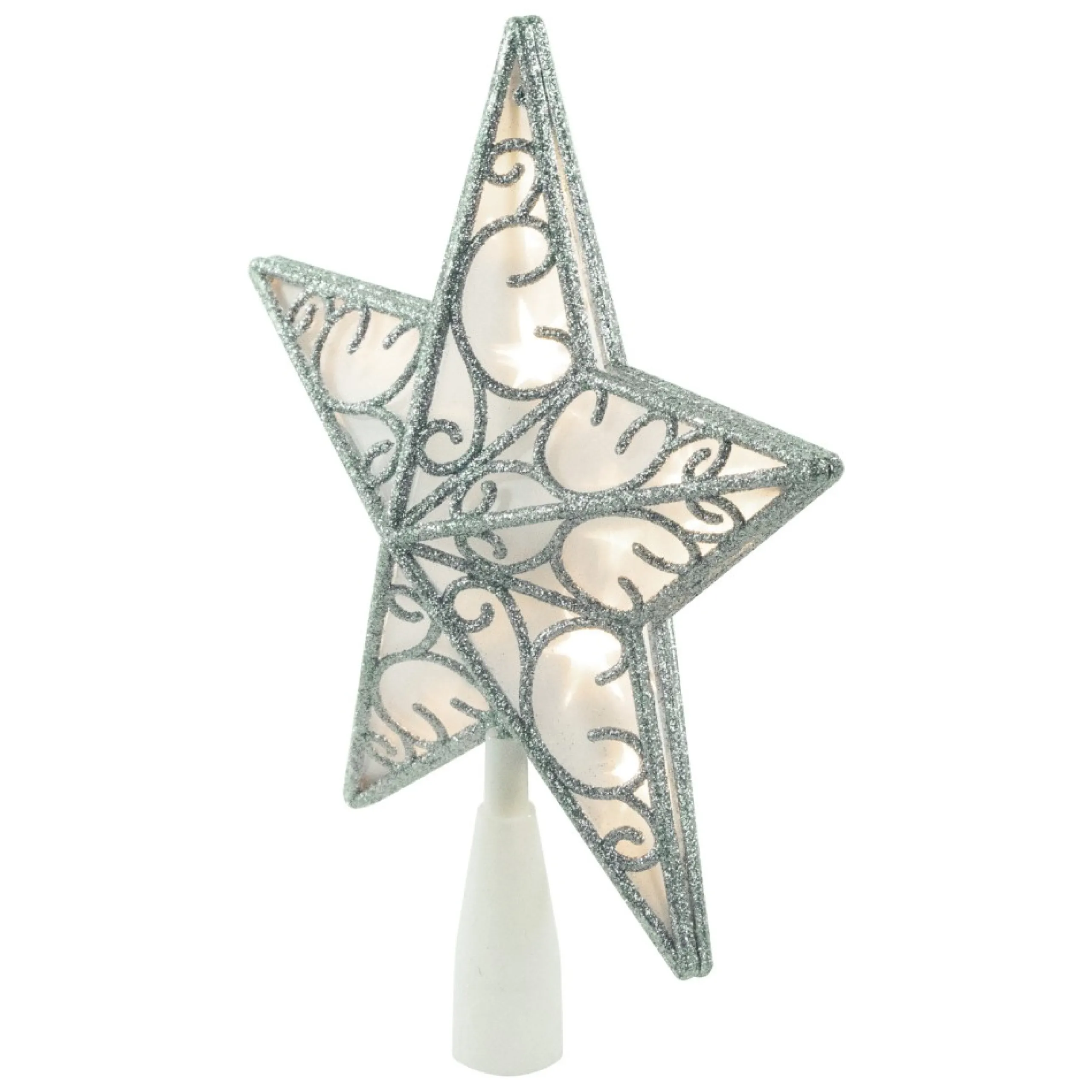 Star Tree Toppers*Northlight 9" Gold And White Glittered Star Led Christmas Tree Topper - Warm White Lights