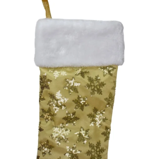 Stockings*Northlight 20.5" Gold And White Sequin Snowflake Christmas Stocking