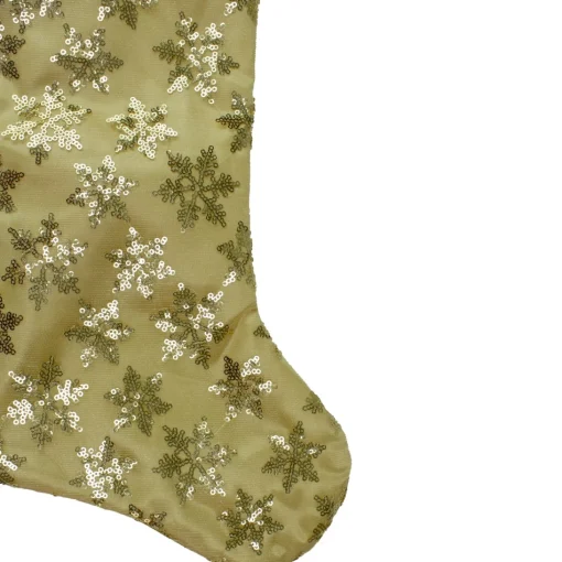 Stockings*Northlight 20.5" Gold And White Sequin Snowflake Christmas Stocking