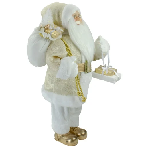 Santa Figures*Northlight 18" Gold And White Standing Santa Christmas Figure With Presents