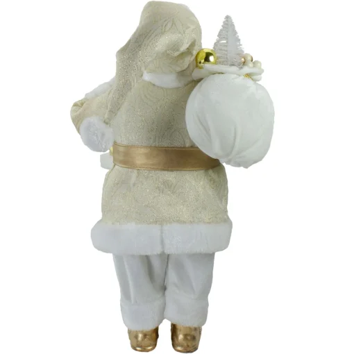 Santa Figures*Northlight 18" Gold And White Standing Santa Christmas Figure With Presents