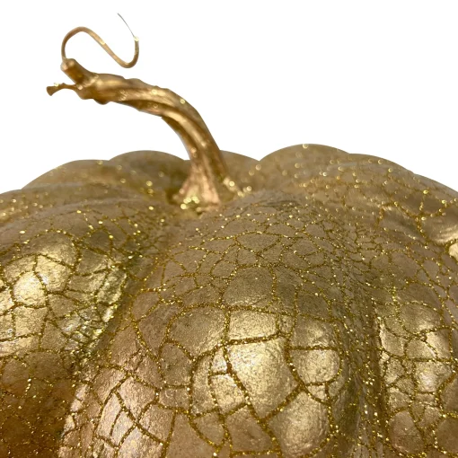 Northlight 7" Gold Crackled Fall Harvest Pumpkin Decoration