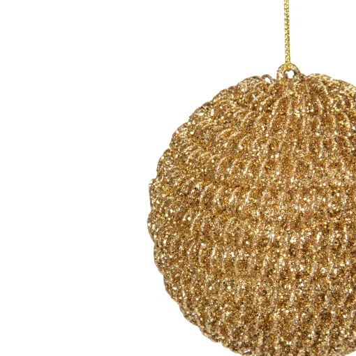Northlight Balls>4" Gold Glitter Spiral Coiled Wire Christmas Ball Ornament
