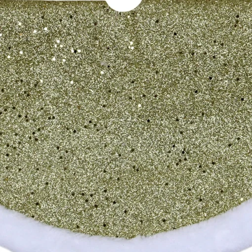 Mini Tree Skirts*Northlight 20" Gold Glittered Mini Christmas Tree Skirt With Faux Fur Trim