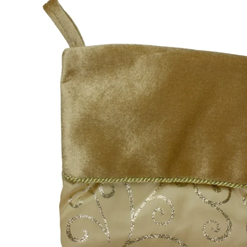 Stockings*Northlight 20.5" Gold Glittered Swirl Christmas Stocking With Velveteen Cuff