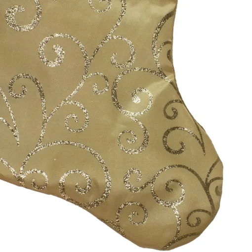 Stockings*Northlight 20.5" Gold Glittered Swirl Christmas Stocking With Velveteen Cuff