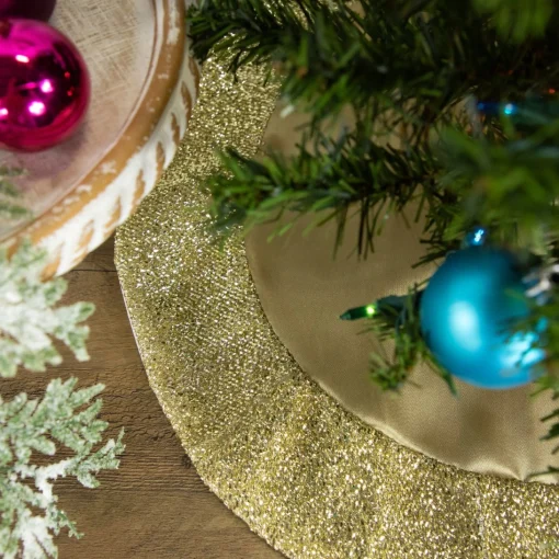 Mini Tree Skirts*Northlight 20" Gold Mini Christmas Tree Skirt With Tinsel Trim