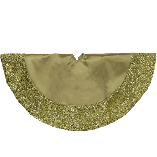 Mini Tree Skirts*Northlight 20" Gold Mini Christmas Tree Skirt With Tinsel Trim