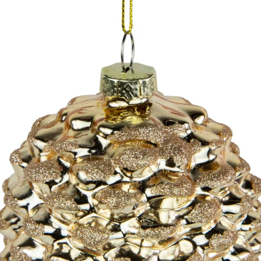 Northlight Pine Cones>7.25" Gold Pinecone Glass Christmas Ornament