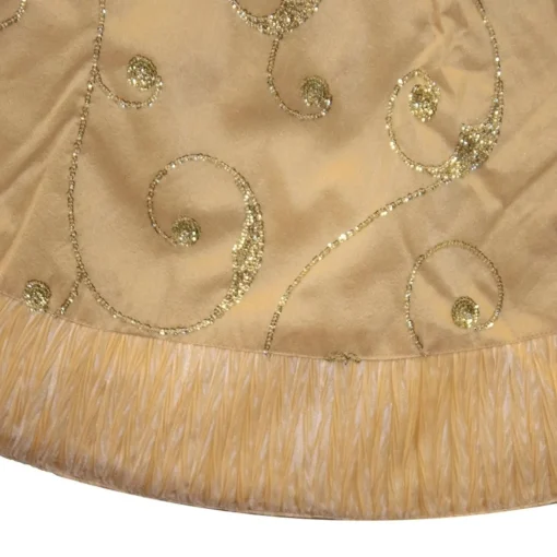 50 Inch And Larger*KSA 50" Gold Sinuous Sequin Christmas Tree Skirt