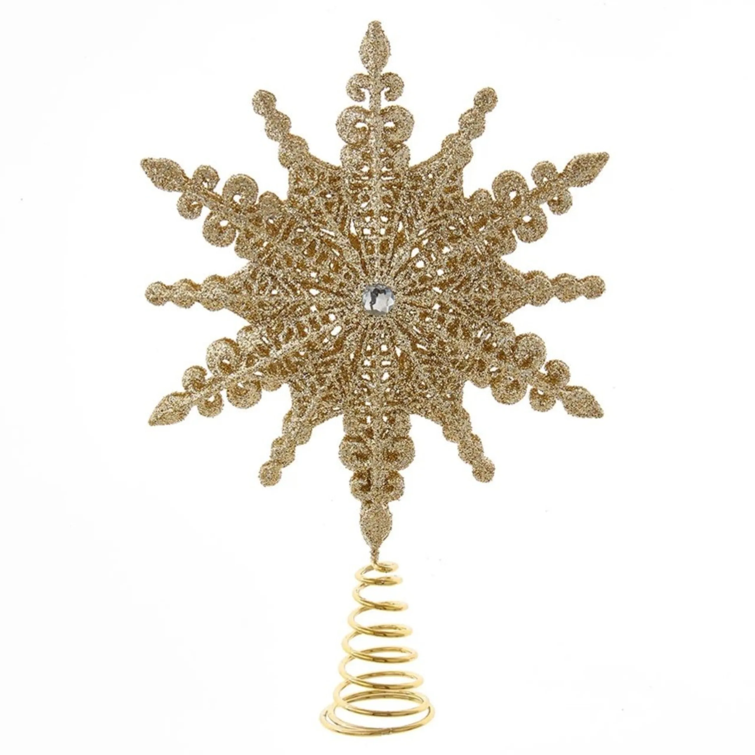 Unlit Tree Toppers*KSA 22" Gold Snowflake Christmas Tree Topper, Unlit