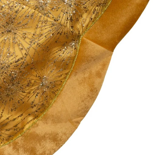50 Inch And Larger*KSA 60" Gold Velvet With Glittered Christmas Tree Skirt
