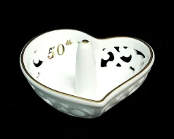 Roman 4" Golden 50Th Anniversary Porcelain Heart Shaped Ring Holder #45657