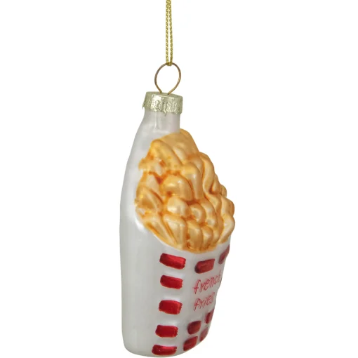 Northlight Food & Beverage>3.25" Golden Yellow, Red, And White French Fries Glass Christmas Ornament