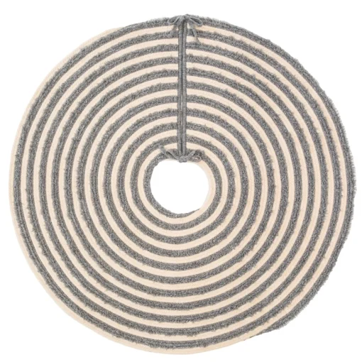 48 Inch And Smaller*Colonial Mills 44" Gray And Beige Shag Striped Round Christmas Tree Skirt