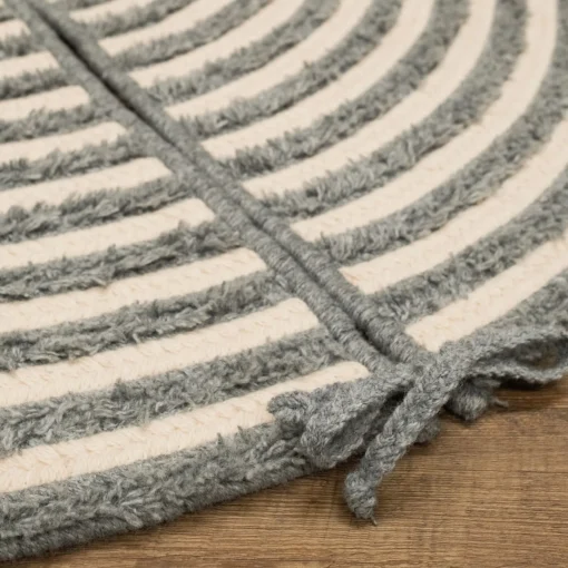 48 Inch And Smaller*Colonial Mills 44" Gray And Beige Shag Striped Round Christmas Tree Skirt