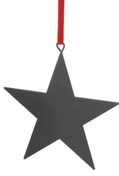 Midwest Stars>6" Gray And Red Chalkboard Finished Star Christmas Ornament
