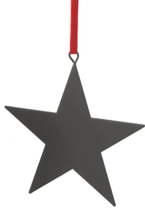 Midwest Stars>6" Gray And Red Chalkboard Finished Star Christmas Ornament