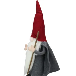 Northlight Fantasy & Sci Fi>18" Gray And Red Standing Big Nose Gnome Holding A Stick
