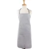 CC Home Furnishings 32" Gray Chambray Chef Kitchen Apron With Pocket And Extra Long Ties
