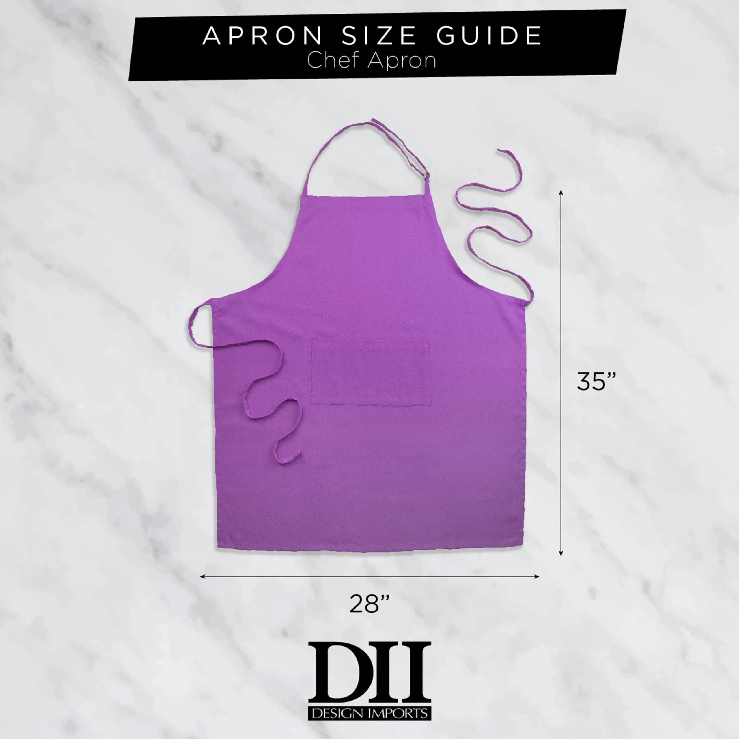 CC Home Furnishings 32" Gray Chambray Chef Kitchen Apron With Pocket And Extra Long Ties