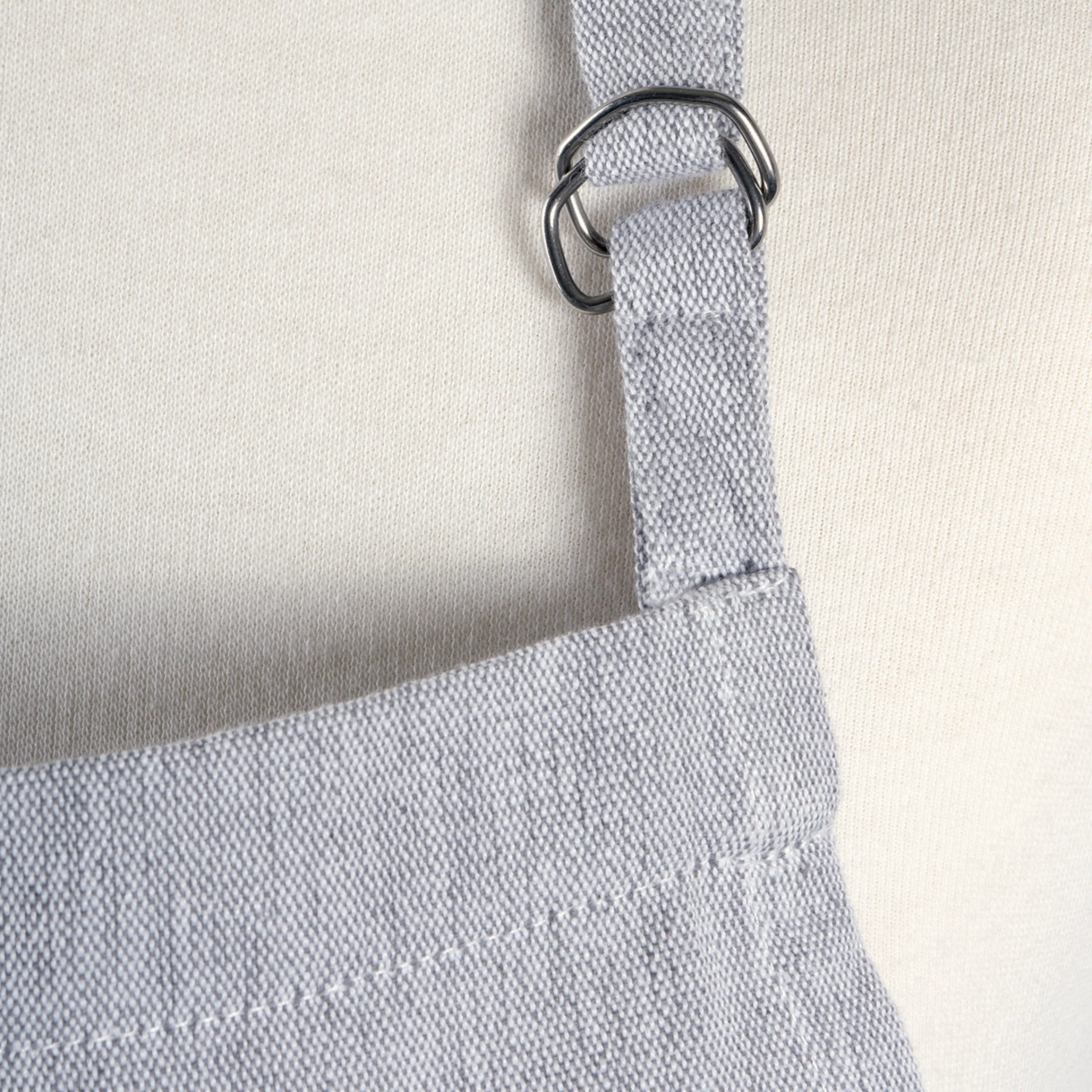 CC Home Furnishings 32" Gray Chambray Chef Kitchen Apron With Pocket And Extra Long Ties